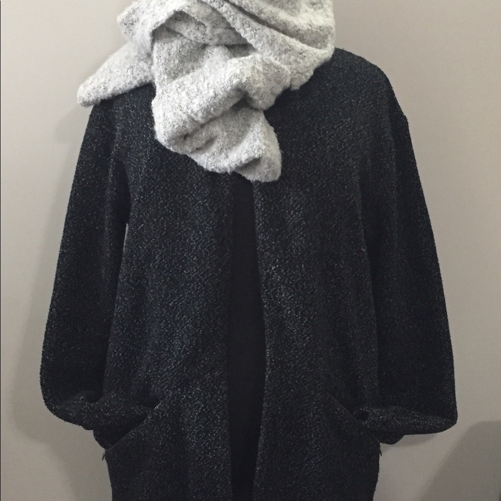 XS cardigan coat jacket marled grey pockets EUC